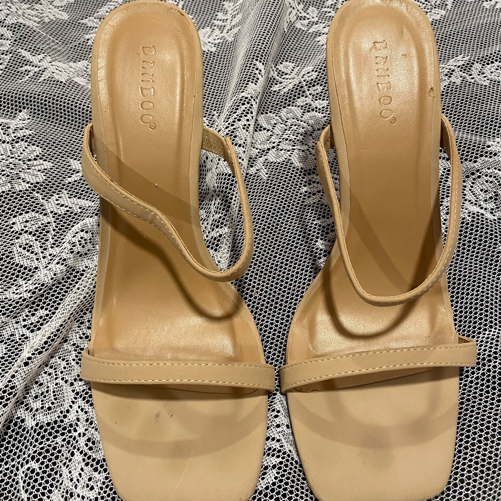 BAMBOO Women's Beige Heels